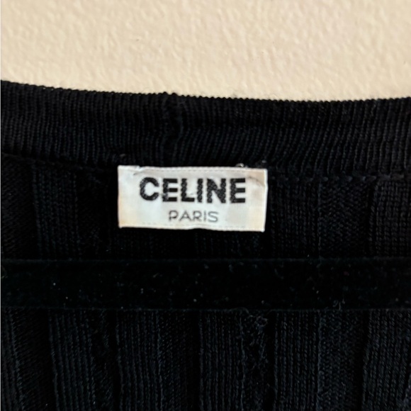 Celine Black 100% Wool Vintage Ribbed Women's Sweater- Large - Picture 2 of 14